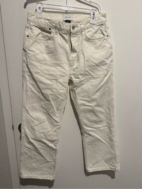 Current/Elliott Off-White Straight-Leg Jeans